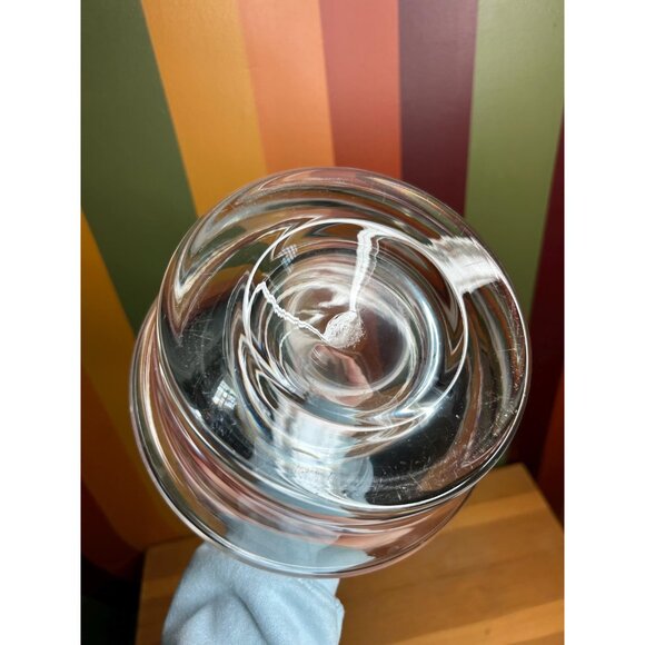heavy clear glass decanter whisky alcohol bar cart MCM - tiny chips - Picture 7 of 8